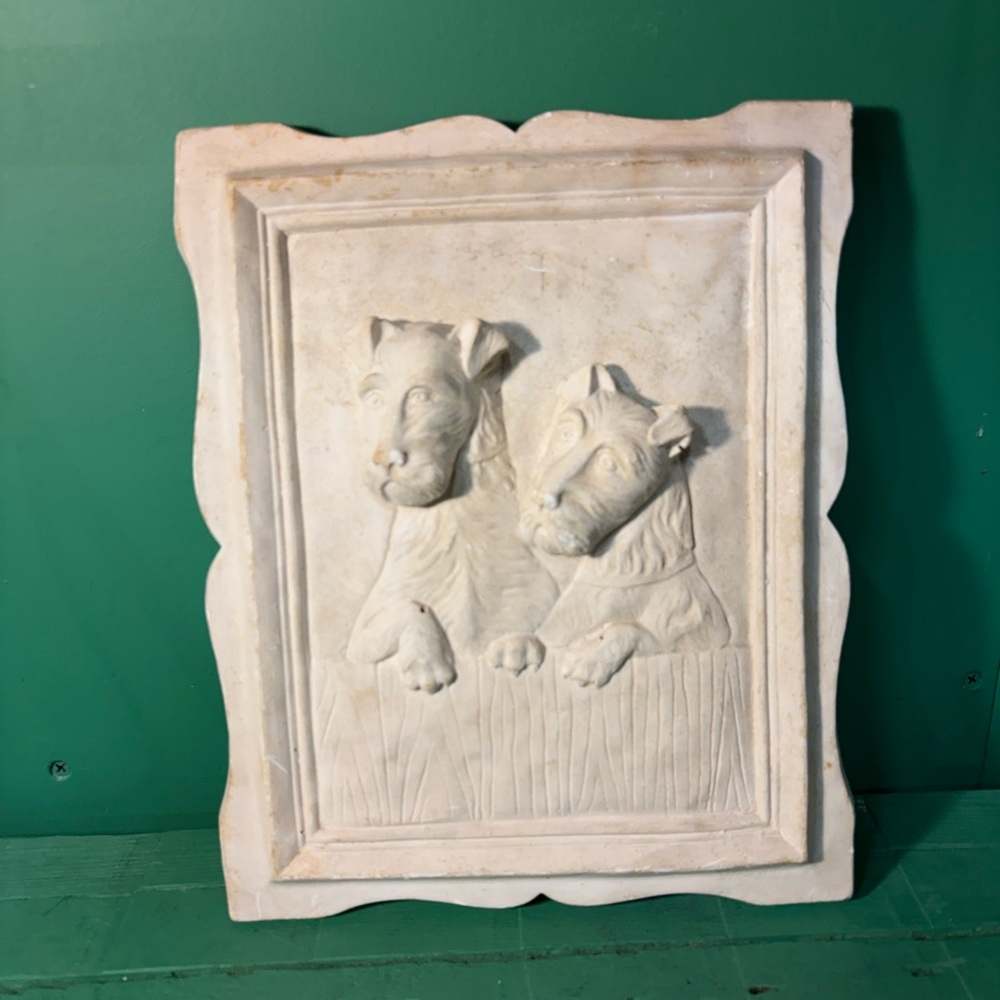 Vintage Chalkware Dog Plaque Great Shape for Age snd Material